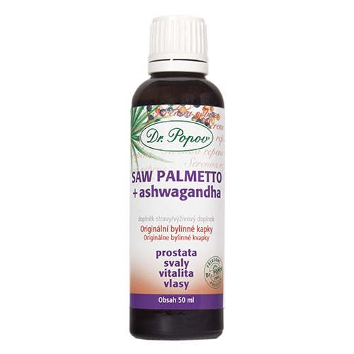 Saw Palmetto + Ashwagandha, originální bylinné kapky, 50 ml Dr. Popov